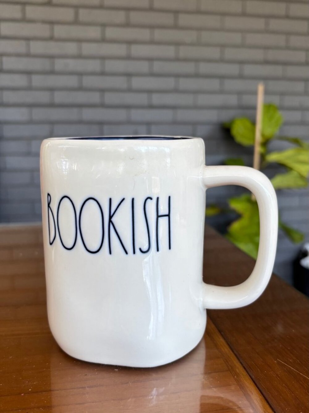 Rae Dunn BOOKISH Mug 16 oz White Blue Book Lover Farmhouse Coffee Cup